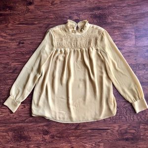 Smocked Mustard Yellow Long-sleeve